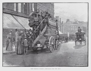 New Bridge Street, boj o „autobus (litho) od William Luker