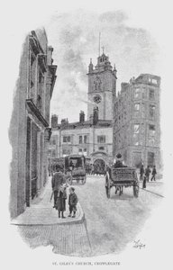 Kostel svatého Jiljí, Cripplegate (litho) od William Luker