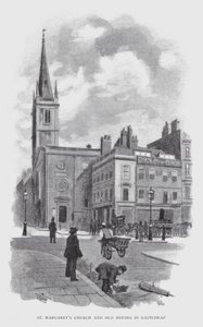 Kostel svaté Markéty a staré domy v Eastcheap (litho) od William Luker