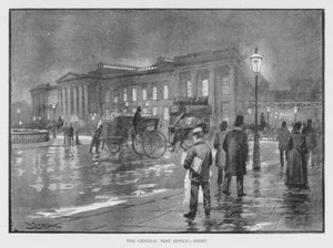 Hlavní pošta, noc (litho) od William Luker
