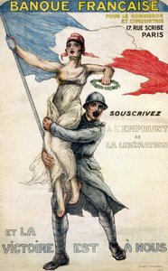 Francouzská banka pro obchod a průmysl. Plakát pro národní půjčku: „“ Předplaťte si Liberation Loan and Victory Is Own““ – nemocný. od Williama Malherbeho od William Malherbe