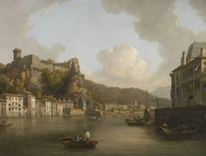 Francouzsky: Une vue du château de Pierre-Scize à Lyon Pohled na zámek Pierre Encise na řece Rhone, Lyon od William Marlow