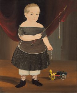 Chlapec s dětským koněm a vozem, c. 1845.