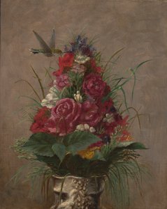 Květinové zátiší s kolibříkem od William Merritt Chase