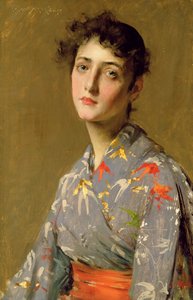Dívka v japonském kostýmu, kolem roku 1888 (olej na plátně) od William Merritt Chase