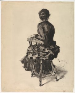 Žena sedí od William Merritt Chase
