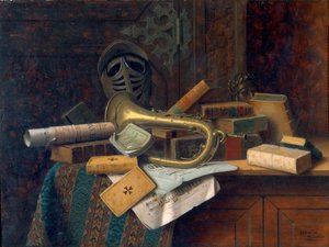 Zátiší s Dantovou bustou 1883 (olej na desce) od William Michael Harnett
