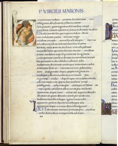 Cassandra vázaná, strana 44 z Virgilovy "Aeneid" od William Morris