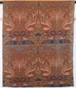 Páv drak, ručně vztyčená keprová záclona, Morris & Co., 1878 od William Morris