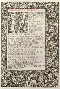Znásilnění Lucrece, z „Básně Williama Shakespeara“ vydané nakladatelstvím Kelmscott Press od William Morris