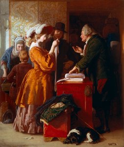 "" Výběr svatebních šatů "" Detail. Obraz Williama Mulreadyho (1786-1863). 1845. Londýn. Victoria and Albert Museum. od William Mulready