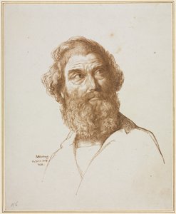 Hlava vousatého muže hledícího doleva od William Mulready