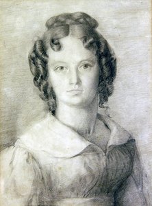 Portrét v bustě Charlotte Rolfe (tužka a barevná tužka na papíře) od William Mulready
