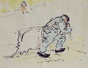 Churchill s bruslí (pero, inkoust a pastelka na papíře) od William Nicholson