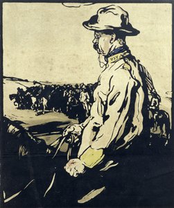 Prezident Theodore Roosevelt, ilustrace z „Dvanáct portrétů“, vydané v roce 1899 (ručně kolorovaný dřevěný blok) od William Nicholson