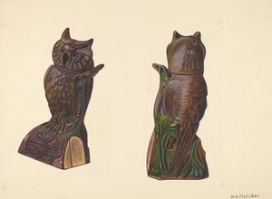 Owl on Log Bank, c. 1937.