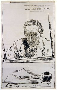 Autoportrét při pohledu do zrcadla (pero a inkoust na papíře) od William Orpen