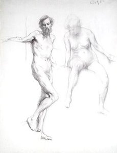 Studie muže a ženy (tužka na papíře) od William Orpen