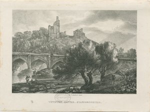 Hrad Tutbury – South View: zinkograf a [počátek 19. století] od RC