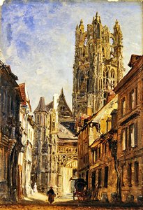 St Laurent Church, Rouen, c.1860 (olej na papíře položený na desce)