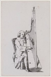 John Parry hrající na harfu, c1760-1780.