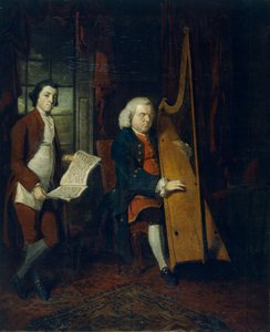 John Parry slepý harfenista s asistentem, c1770-1780.
