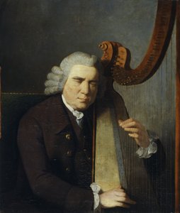 Slepý harfista, John Parry (olej na plátně)