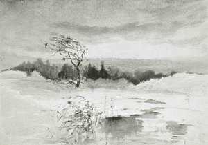 Krajina s vodou a větrem ošlehaný strom od William Parsons Winchester  Dana