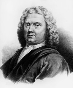 Portrét Hermana Boerhaavea (1668-1738), holandského lékaře, chemika a botanika, rytina od Nicolas Toussaint Charlet