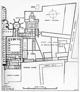 Plán benediktinského opatství Westminster, c1897
