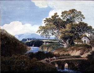 Devonshire Landscape, cca 1780 (kvaš na papíře)