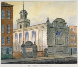 Jihovýchodní pohled na kostel svatého Štěpána, Coleman Street, City of London, 1815 od William Pearson
