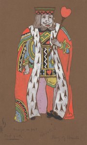 Návrh kostýmů King of Hearts pro Alenku v říši divů, 1915.