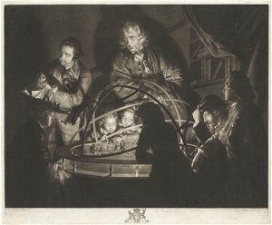 Filozof přednáší o Orrery od William Pether after Joseph Wright