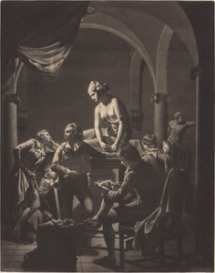 Akademie od Lamplight od William Pether after Joseph Wright