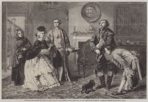 Honeywood představuje soudní vykonavatele slečně Richlandové jako své přátele. od William Powell Frith