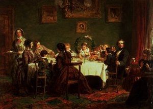 Náčrt pro „Mnoho šťastných návratů dne“ (olej na palubě) (viz také 38250) od William Powell Frith