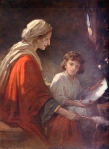 Marie s Ježíškem, Lukáš ii, 39, 40 (barevná litografie) od William Pratt