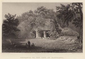 Vchod do jeskyně Elephanta (rytina)