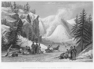 Montmorency Waterfall and Cone, poblíž Quebecu (rytina)