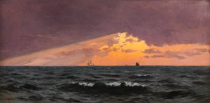 Před západem slunce, přichází bouře (olej na panelu) od William Pye