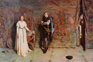 Shakespeare: Hamlet a Ofélie, Hamlet, dějství III, scéna 1 (barevné lito) od William Quiller (after) Orchardson