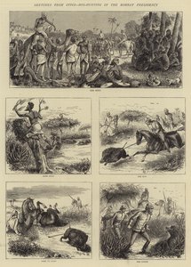 Sketches from India, Hog-Hunting in the Bombay Presidency (Lov prasat v Bombaji) od William Ralston