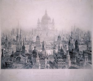 Vysněné město budov Christophera Wrena, 1842 od William Richardson