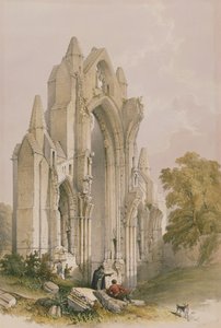 Guisborough Priory, interiér East Endu, z Monastic Ruins of Yorkshire, vyryl George Hawkins (1819-52), 1842