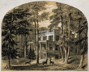 Domov Jamese Johna Audubona "Minniesland", hospoda. C 1861 (dřevoryt)