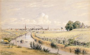 Jersey City s pohledem na New York z Bergenského kanálu, 1854 od William Rickarby Miller