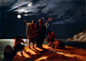 Indiáni prožívající zatmění Měsíce, kolem 1848-50