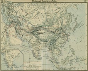 Středověká obchodní Asie. Z Historického atlasu od William Robert Shepherd