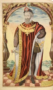Jindřich IV z Francie, z nHonor Military, a Civill, William Segar, hospoda. Robert Barker, Londýn, 1602 (ručně kolorovaná rytina)